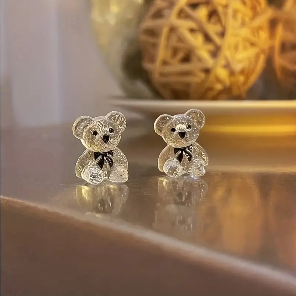 Transparent Bear Stud Earrings